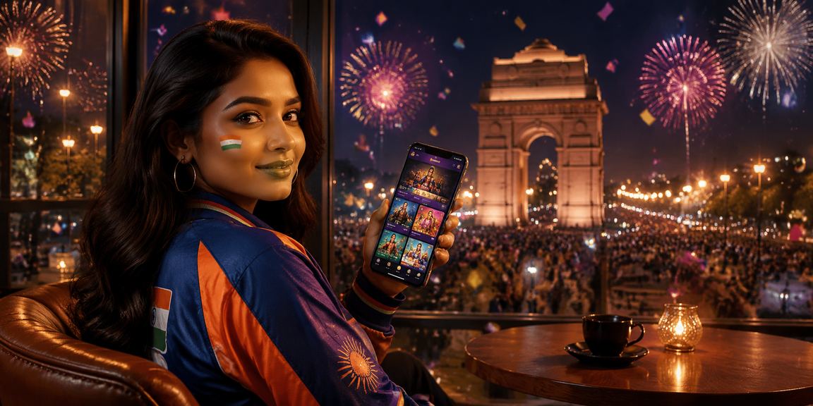 Players enjoying Teen Patti on mobile devices with cricket playing in background